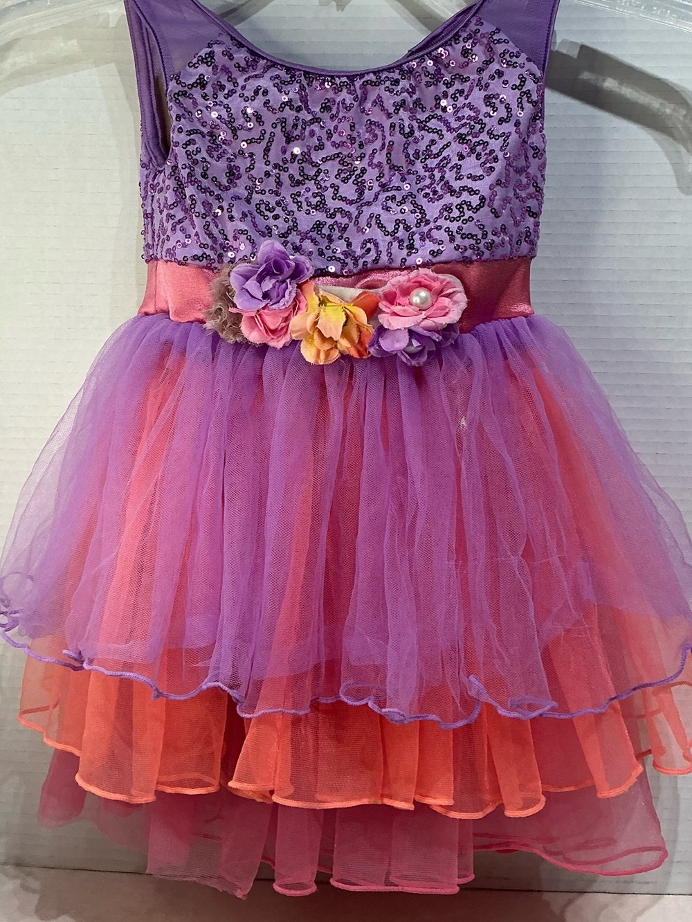 Weissman Purple and Pink Sequin Tulle Dress cosplay festival Floral 3T-4T XSC